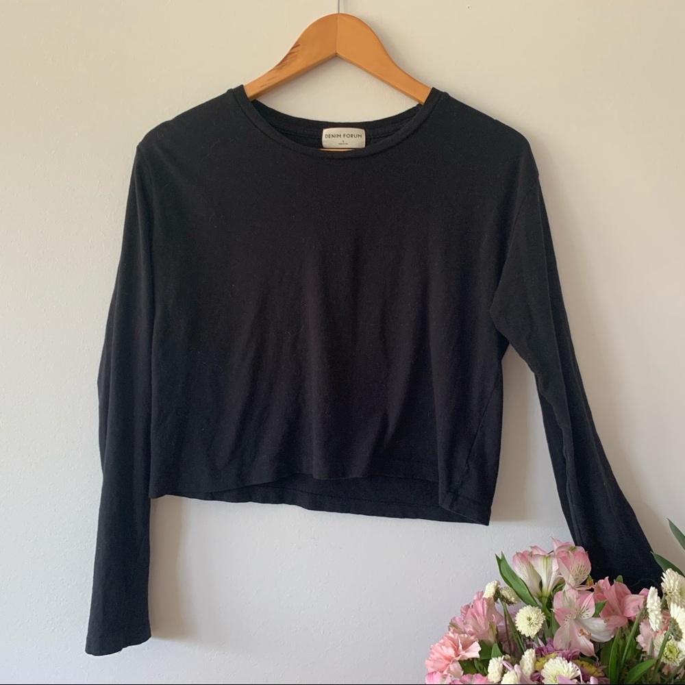 Denim forum black crop top